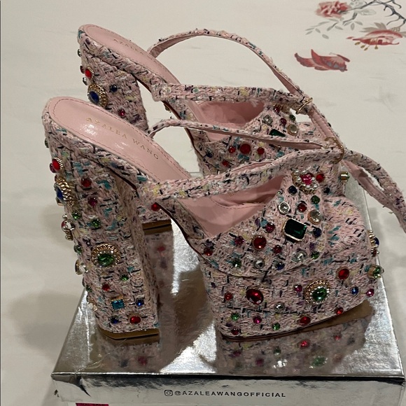 Azalea Wang Pink Embellished Platforms - Picture 4 of 8
